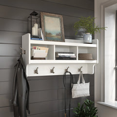 40 Inch Wall Mounted Coat Rack with Shelf, Wooden Entryway Storage and Hanging Organizer