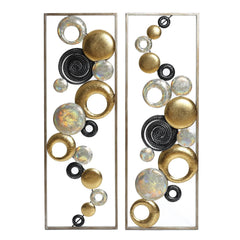 Set of 2 Modern Multi-Color Abstract Metal Wall Decor Panels, Decorative Wall Art for Living Room and Bedroom