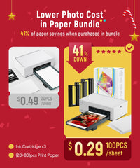 46-Photo Printer with Wi-Fi, 100 Sheets, Thermal Dye-Sublimation, Compatible with iPhone and Android