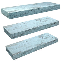 3-Pack Rustic Wood Floating Wall Shelves, Beach Style Hanging Display and Storage Shelves