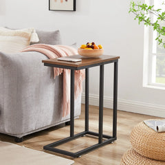 Set of 2 C-Shaped Sofa Side Tables, Small End Tables for Living Room, Bedside and TV Tray