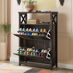 Shoe Storage Cabinet Organizer with 2 Compartments, Entryway and Hallway Shoe Cabinet