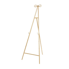 Tall Adjustable 3-Tier Metal Display Stand, Gold Floor Easel with Bow Top
