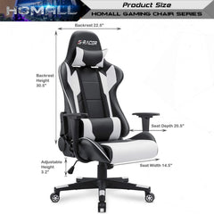 Ergonomic Leather Gaming Chair, High Back Computer Desk and Office Chair for Gaming, Home Office and Work