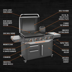 28" 5-Burner Propane Griddle with Range Top – 72,000 BTU Outdoor Cooking Station