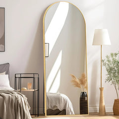 Modern Arched Full Length Floor Mirror, Aluminum Alloy Frame Standing Full Body Mirror