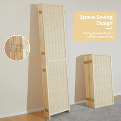 4-Panel Bamboo Folding Partition Screen 6FT Detachable Room Divider