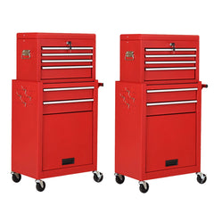 2-Piece 6-Drawer Rolling Tool Chest – Toolbox Set of 2
