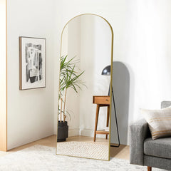 64x21 Full Length Floor Mirror, Large Full Body Aluminum Alloy Frame Standing Mirror with Stand and Wall Mount Option