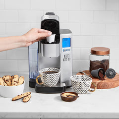Single-Serve Coffee Maker with 72-Ounce Reservoir, Programmable Brewing and Hot Water Dispenser, Stainless Steel