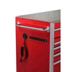 72-Inch W x 24-Inch D 15-Drawer Mobile Workbench with Stainless Steel Top and Dual Locks, Red