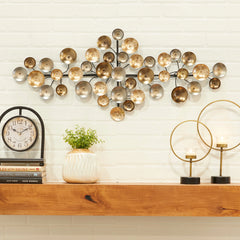 Gold Metal Plate Wall Decor with Textured Pattern, Decorative Wall Art