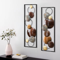 Set of 2 Modern Gold and Brown Metal Wall Decor, Abstract Decorative Wall Art for Living Room, Bedroom and Home Decoration