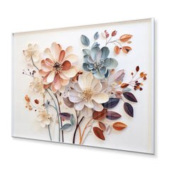 White Botanical Collage Metal Wall Art, Abstract Botanical Decor for Living Room