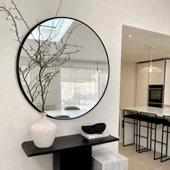 Modern Round Bathroom Vanity Mirror, Wall Mounted Circular Mirror for Bathroom, Bedroom and Home Decor