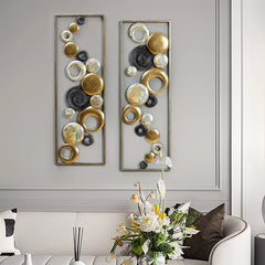 Set of 2 Modern Multi-Color Abstract Metal Wall Decor Panels, Decorative Wall Art for Living Room and Bedroom