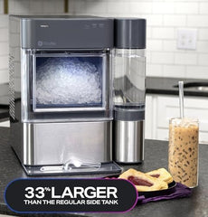 Countertop Nugget Ice Maker with 1-Gallon Water Tank, Makes 38 lbs of Pellet Ice in 24 Hours, WiFi Smart Connectivity, Includes Ice Scoop, Stainless Steel