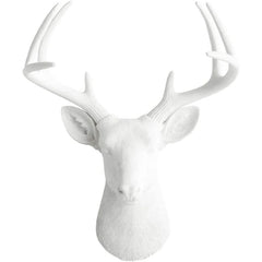 White Deer Head Wall Decor, Modern Decorative Animal Head Sculpture for Living Room, Bedroom and Home Decoration