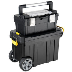 2-in-1 Rolling Toolbox, Portable Plastic Tool Organizer and Storage Box Set