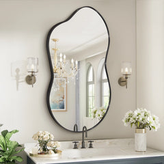 Asymmetrical Irregular Wall Mirror, Modern Decorative Accent Mirror for Living Room, Bedroom and Entryway