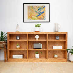 Triple Wide Wood Bookcase, 9 Shelf 36 Inch Tall Bookshelf for Home, Office and Display Storage