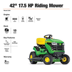 42-Inch 17.5 HP Gas Riding Lawn Mower with Hydrostatic Drive