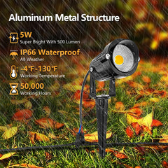 8 Pack 5W LED Landscape Lighting Kit, 3000K Warm White Low Voltage Outdoor Garden Pathway Lights