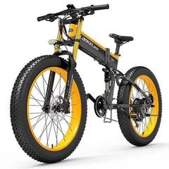1000W 26-Inch Fat Tire Folding Electric Mountain Bike, Dual Crown Fork, 17.5Ah