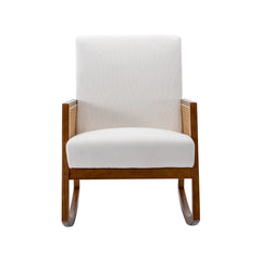 Upholstered Tall Back Rocking Chair, Smooth Gliding Accent Armchair for Comfortable Living Room Seating