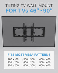 Tilting TV Wall Mount for Large TVs Up to 90 Inches, Heavy Duty Adjustable Flat Screen Television Bracket