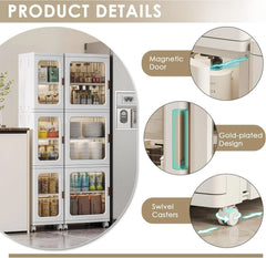 4-Tier Tall Narrow Plastic Storage Cabinet, Slim Vertical Organizer for Bathroom, Bedroom and Home Storage