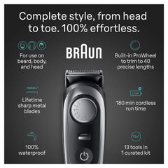 13-in-1 Men's Grooming Kit with Beard Trimmer, Hair Clipper, and Body Groomer