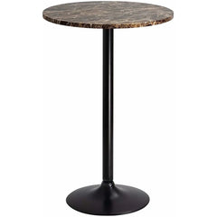 Round Bistro Pub Table, Bar Height Cocktail Table with Metal Base and MDF Top, 23.8 Inch