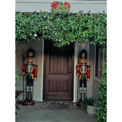 Pair of 6-Foot Tall Wooden Nutcracker Figures, Vintage-Style Holiday Decorations, Decorative Christmas Display
