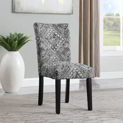 Set of 2 Upholstered Medallion Dining Chairs, Comfortable Parsons Style Chairs for Kitchen and Dining Room