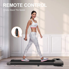 Under-Desk Walking Pad Treadmill with Remote Control and LCD Display, 265-Lb. Capacity, Pink
