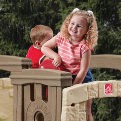 Kids Outdoor Playset with Slide & Climbing Wall, Backyard Playground Equipment for Children