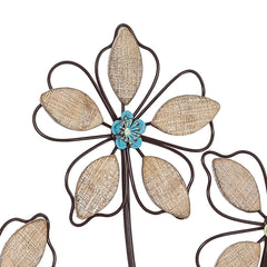 Metal Wall Decor with 5 Flowers, Decorative Floral Wall Hanging Sculpture for Living Room, Bedroom and Home Decoration