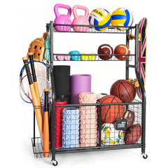 Garage Ball Storage Organizer for Sports Equipment, Sports Ball Rack for Home, Garage and Gym