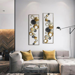 Set of 2 Modern Multi-Color Abstract Metal Wall Decor Panels, Decorative Wall Art for Living Room and Bedroom