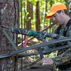 Lightweight Aluminum Climbing Treestand with Padded Seat, 300 Lb. Capacity, Safety Harness Included