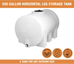 550-Gallon Horizontal Polyethylene Water Tank with Legs for Water and Non-Flammable Liquids