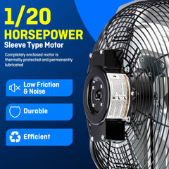 12 Inch Wall Mounted Exhaust Fan with Thermostat, High Velocity Ventilation Fan for Garage, Workshop and Home Ventilation
