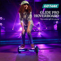 Bluetooth Self-Balancing Hoverboard, 6.5-Inch Wheels, 7-Color Lights, 44-176 Lb. Capacity, Silver