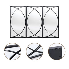 3-Piece Black Metal Rectangular Wall Mirror Set, 31.9" H x 15.75" W x 0.75" D