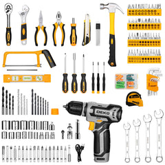 Home Mechanic Tool Kit with Toolbox and 12V Cordless Drill